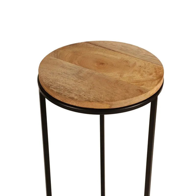 Wooden Top Base Aluminum Side Table - Large media 6
