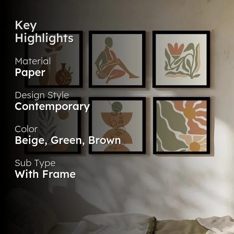 Sun (Drenched Paper Wall Painting With Frame) - Set Of Six media 2