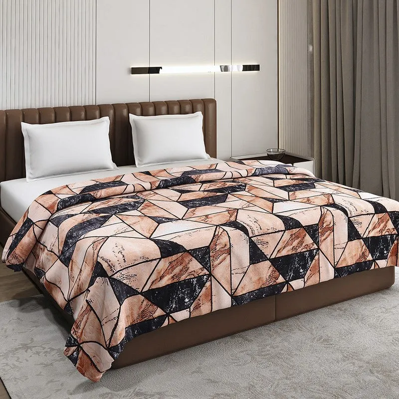 Monte Carlo Leafira Abstract Print Polyester Blanket (Brown) - 300 GSM media 1