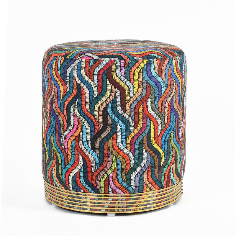 Ripple Abstract Velvet Pouffe - Multicolor media 3