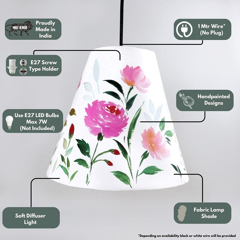 Pastel Bloom Handpainted Fabric Ceiling Lamp media 4
