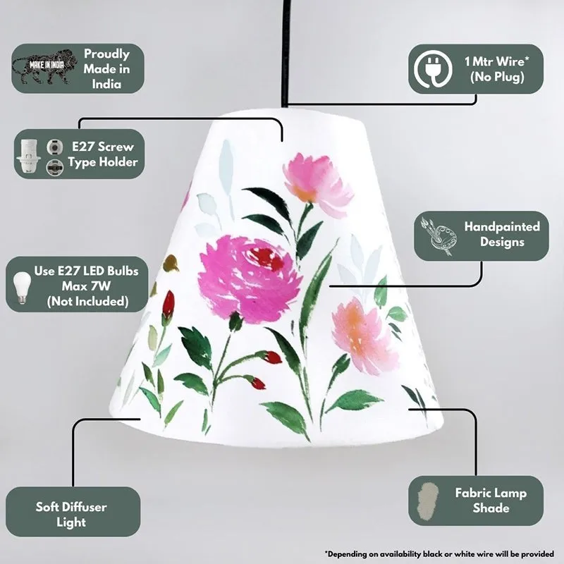 Pastel Bloom Handpainted Fabric Ceiling Lamp media 4