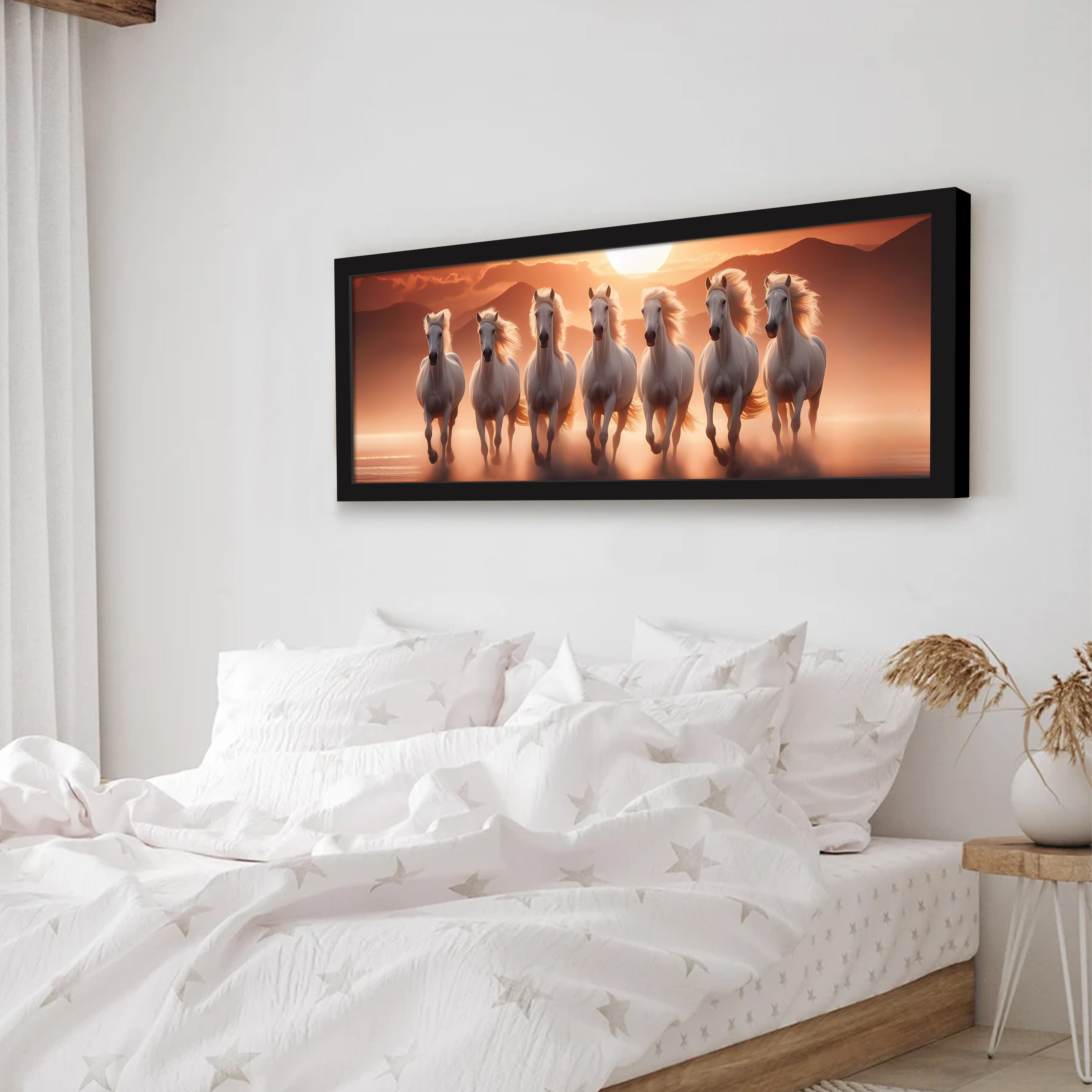 Auron Golden Horizon Horse Wall Painting With Frame media 5