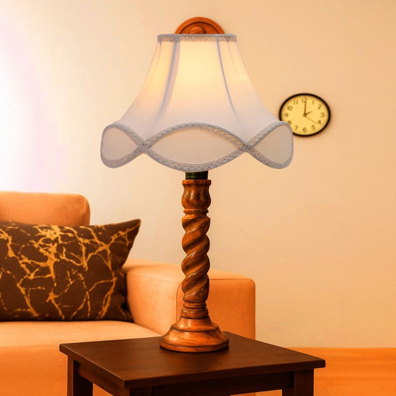 Elvane Zyra Wooden Table Lamp - OffWhite media 3