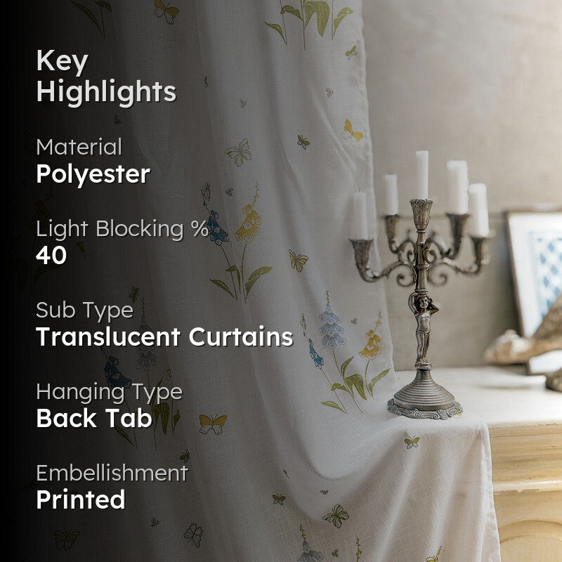 Tranquebar Home Petal Whisper Polyester Curtains(Blue) - Set Of Two media 2