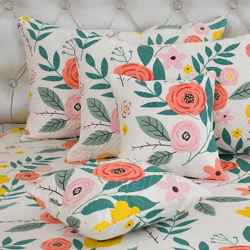 Popping Poppies Floral Quilted Microfiber Bedding Set - Five Piece Set media 3