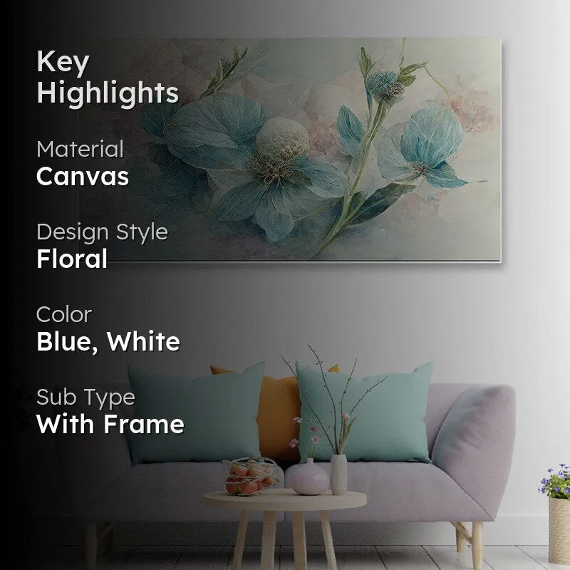 Helio Blue Floral Wall Painting media 2