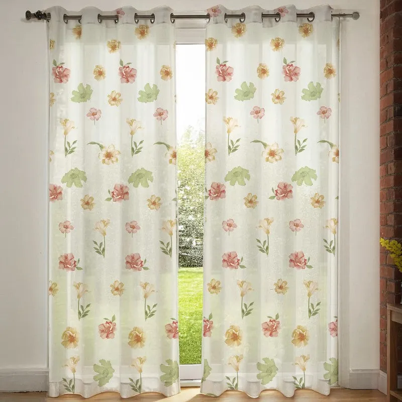Urban Space Pastel Floral Multicolor Polyester Curtains - Set Of Two media 3