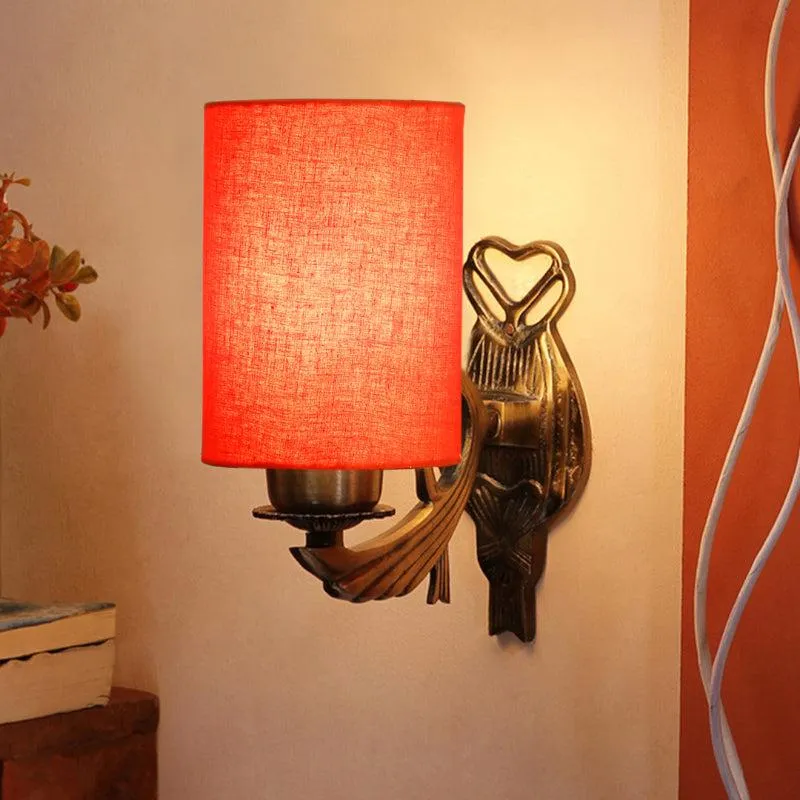 Love Gleam Atva Cylindrical Fabric & Metal Wall Lamp - Orange media 1