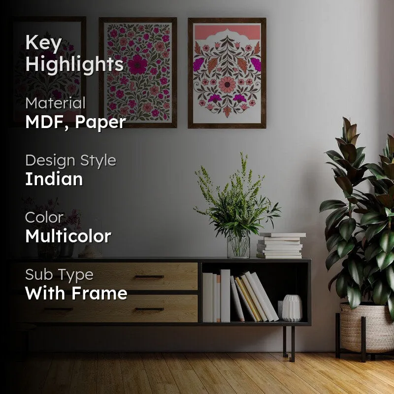 Indigo Petalcraft Paper Wall Painting With Frame - Brown media 2