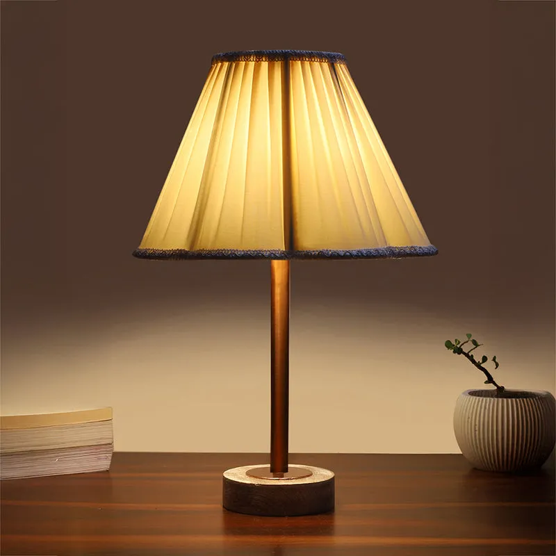 Pleatra Rodin Wooden Table Lamp - White,Copper media 1