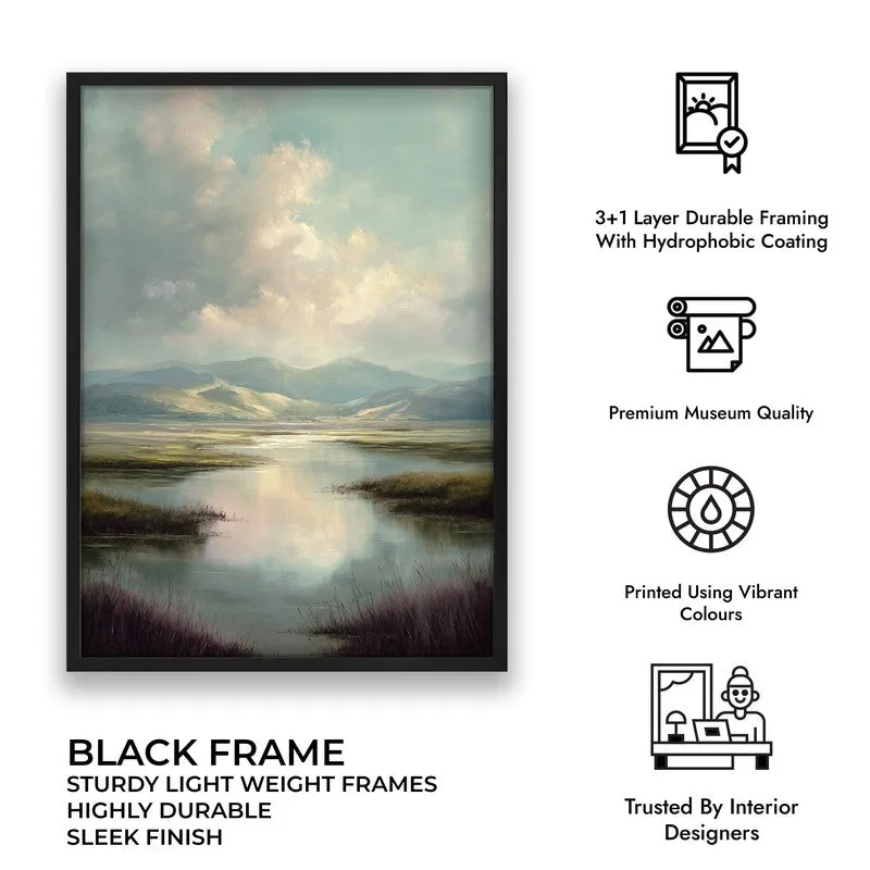 Meadow of Tranquility Archival Paper Wall Painting With Black Frame media 7