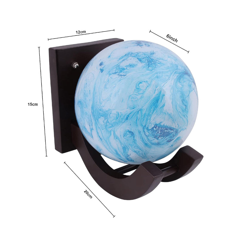 Globe Mosaic Moon LED Glass & Wooden Wall Lamp media 5