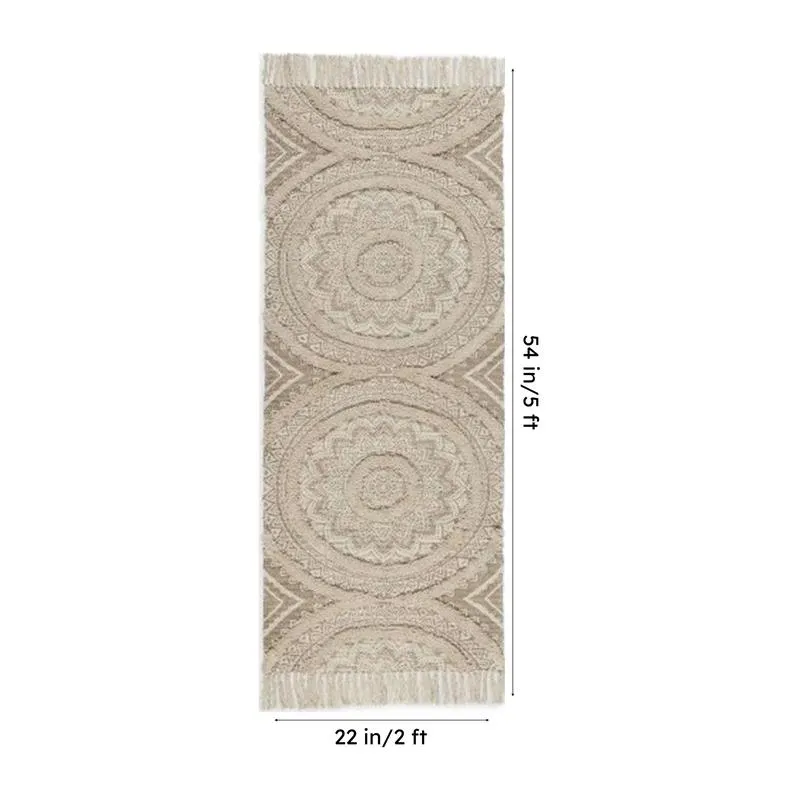 Mita Boho Cotton Runner Rug - Beige media 7