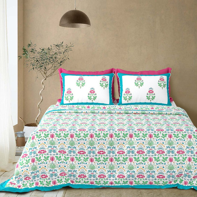 Rang Harmony Cotton Bedsheet (Pink,Blue) - 120 TC media 3