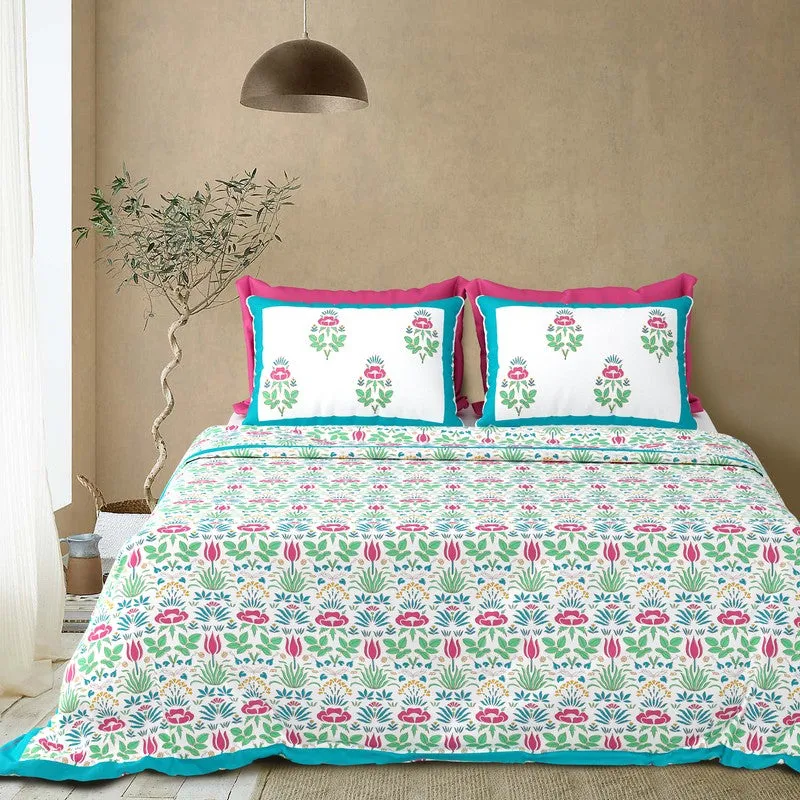 Rang Harmony Cotton Bedsheet (Pink,Blue) - 120 TC media 3