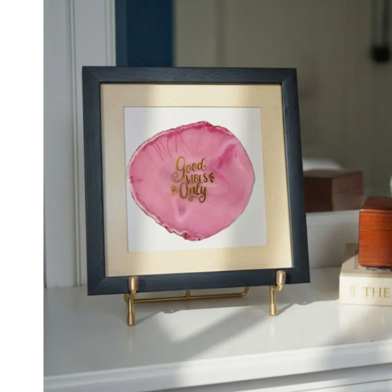 Good Vibes Only Agate Showpiece - Pink media 3