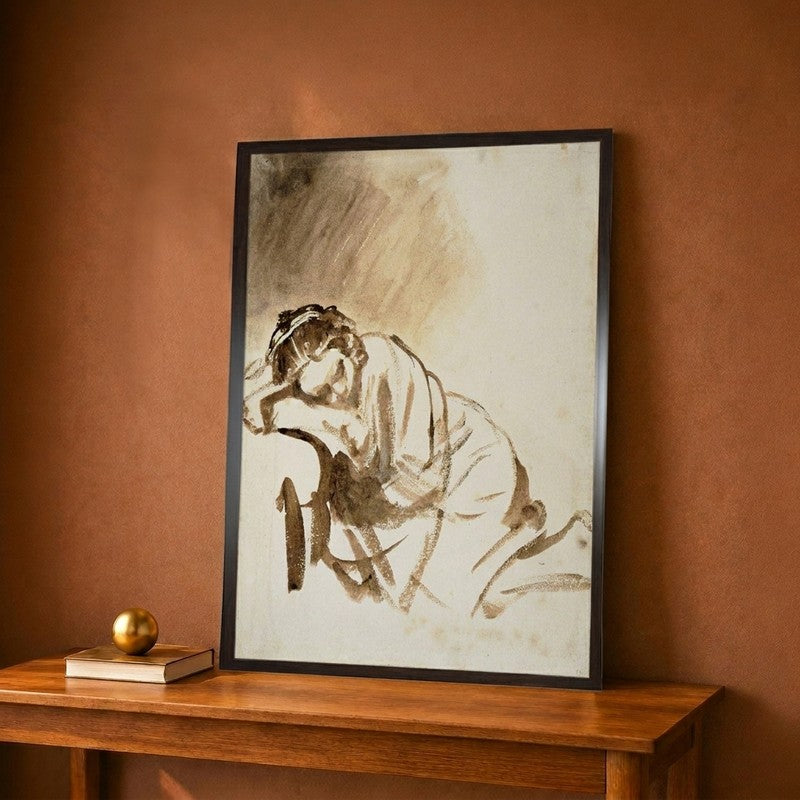 Young Woman Sleeping Canvas Wall Painting - 9 x 12 Inches