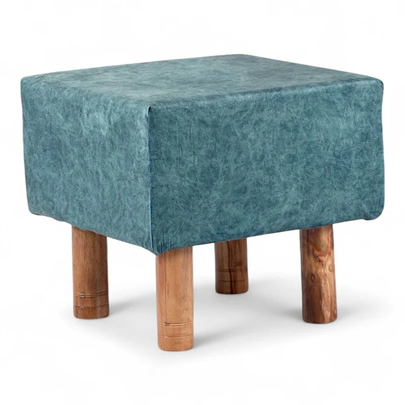 Trixon Acacia Wooden Ottomans - Blue media 3