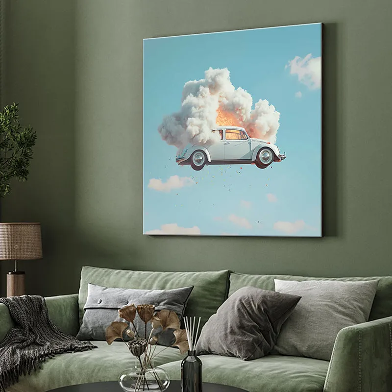 A Vintage Car In The Sky Wall Painting media 4