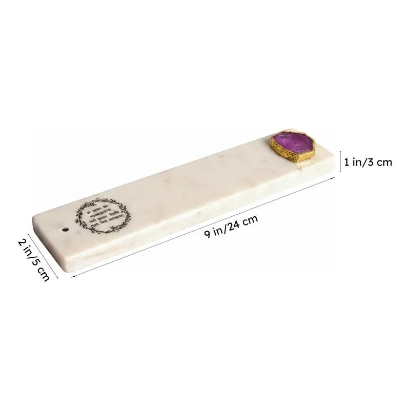 Gayathri Mantra Marble Incense Holder With Agate Plating - Pink media 6