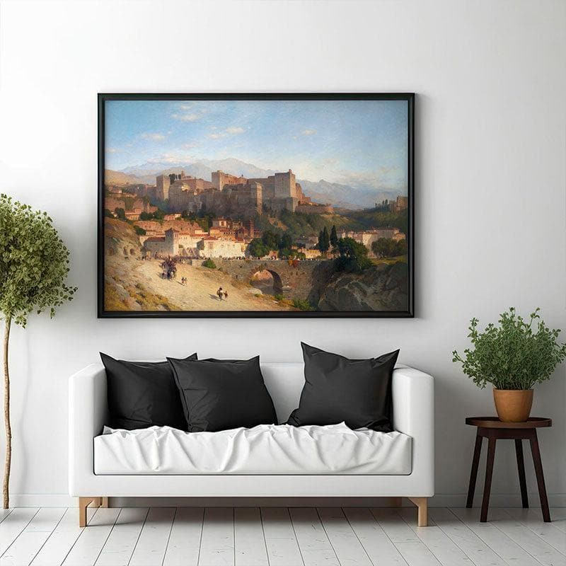 The Hill Of The Alhambra Canvas Wall Painting - Black Frame