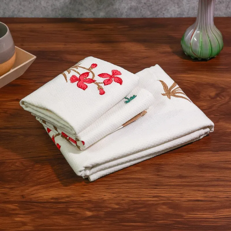 Tropical Bloom Cotton Towels (Brown) - Three Piece Set media 6