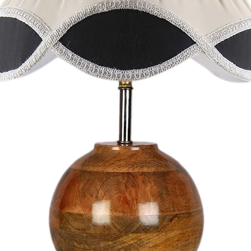 Aurivelle Cotton Table Lamp With Wooden Base - White media 6