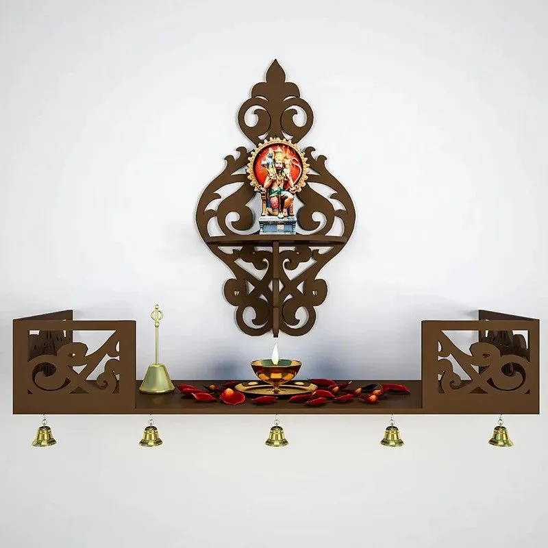 Celestial Prayer Mandir with Shelf (Brown) media 3