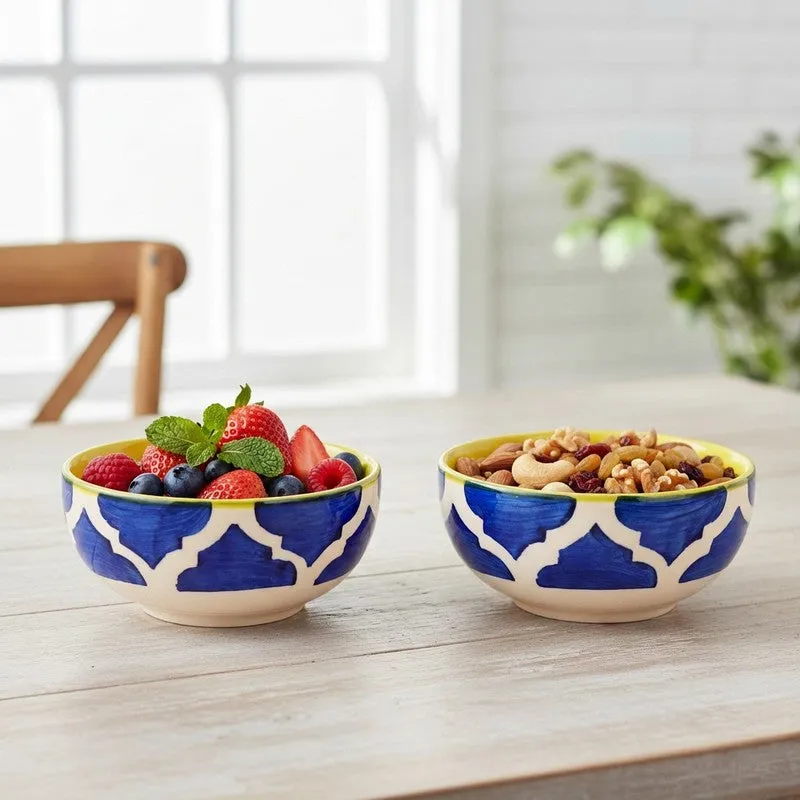 Snackify ServeEase Ceramic Snack Bowls (Blue,Yellow, 200 mL Each) - Set Of Two media 1