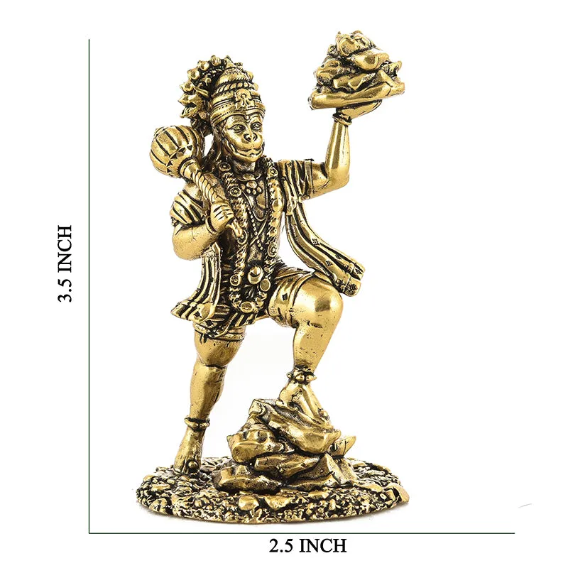 Auspicious Hanuman Brass Idol - Gold media 7