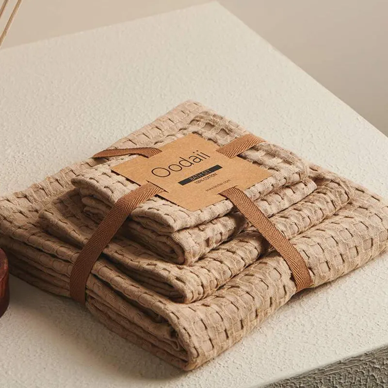 Alyssa Pebble Textured Waffle Towel Combo (Sand) - Four Piece Set media 5
