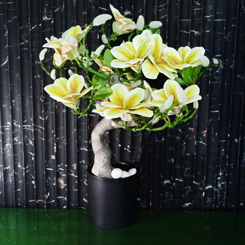 Magnira Artificial Magnolia Tree With Black Plastic Pot (White & Yellow) - 50 cm media 5