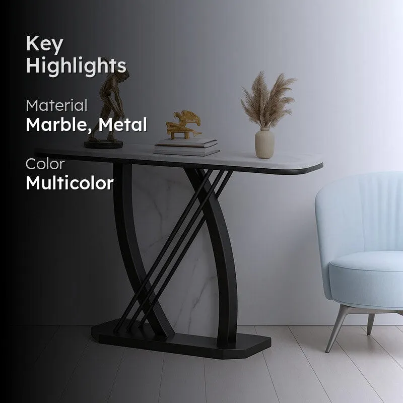 Dynamic Metal Console Table with Marble Top - Small media 2