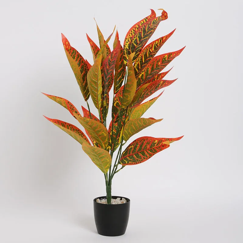 Faux Mammy Croton Plant With Black Plastic Pot - 2.2 Feet media 4