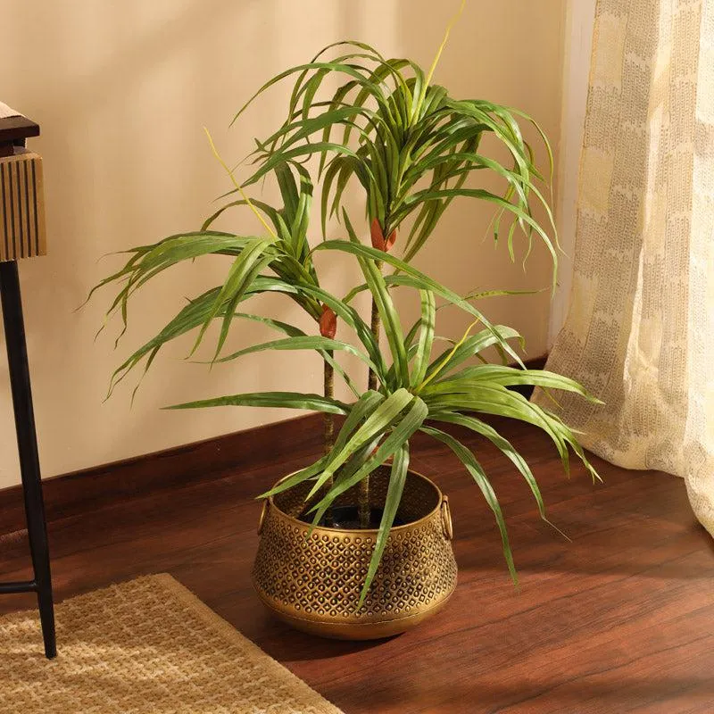 Artificial Realistic Dracaena Plant With Black Plastic Pot - 3 Feet media 1