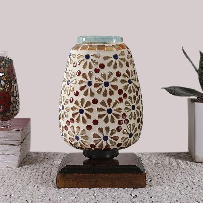 Celvyn Glass Table Lamp With Wooden Base - Multicolor media 4