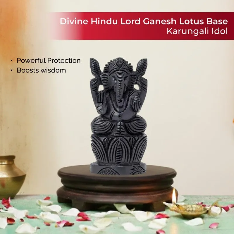Lord Ganesh Devotional Ebony Wood Idol media 4