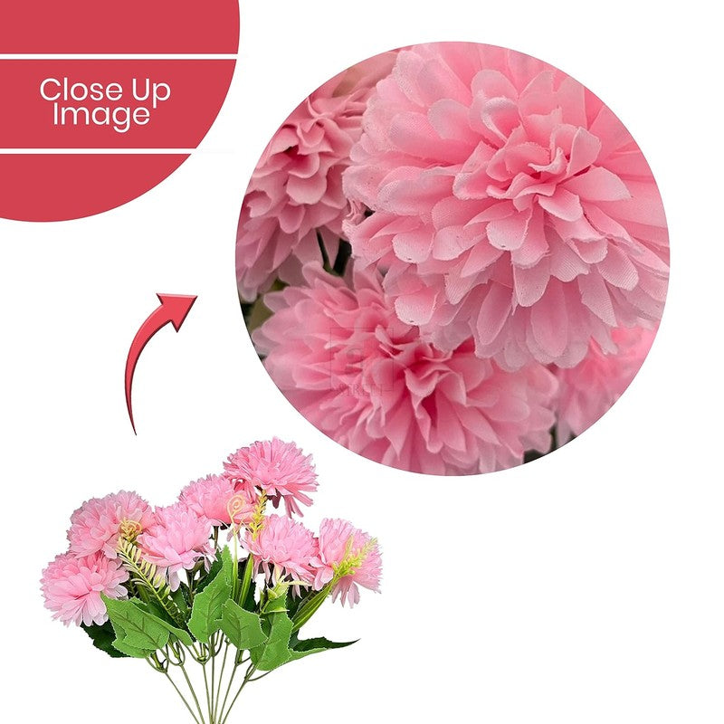 Hortensia Chrysanthemum Silk Artificial Flower Sticks - Pink media 6
