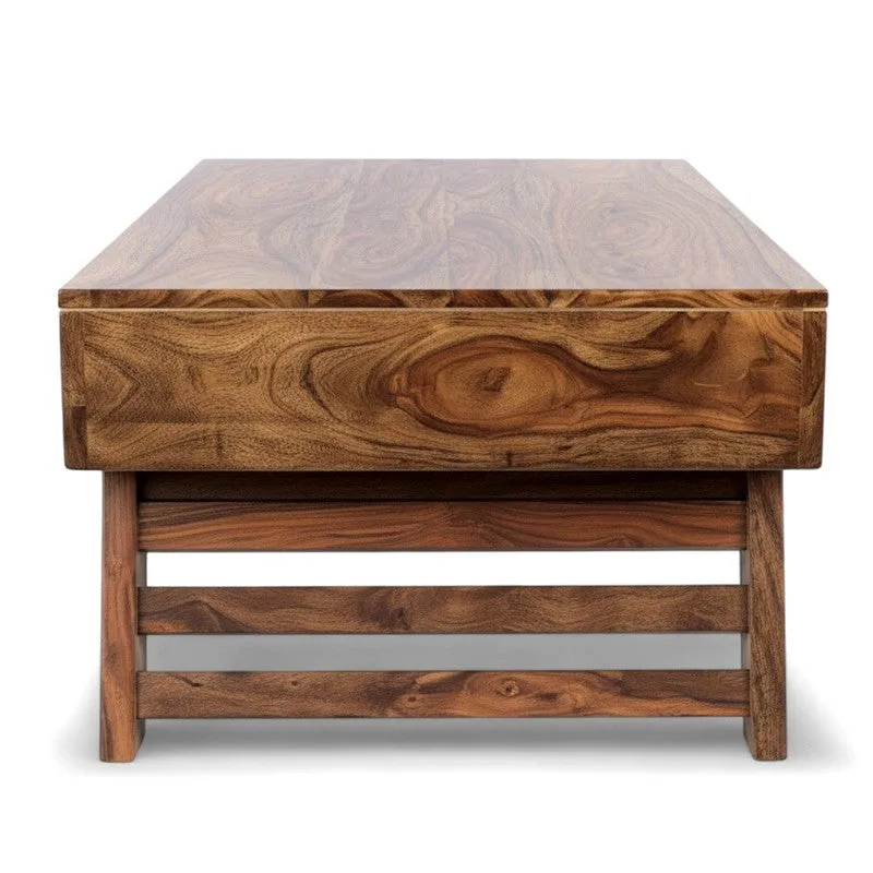 Arvion Sheesham Wooden Center Table - Light Brown media 4