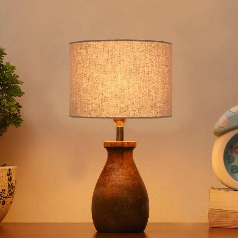 Sheldo Fabric Table Lamp - Grey,Brown media 1