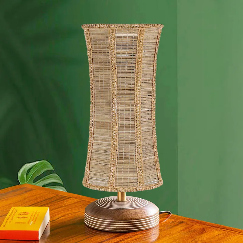 Savera Bamboo Reva Fabric Table Lamp - Beige,Brown media 3