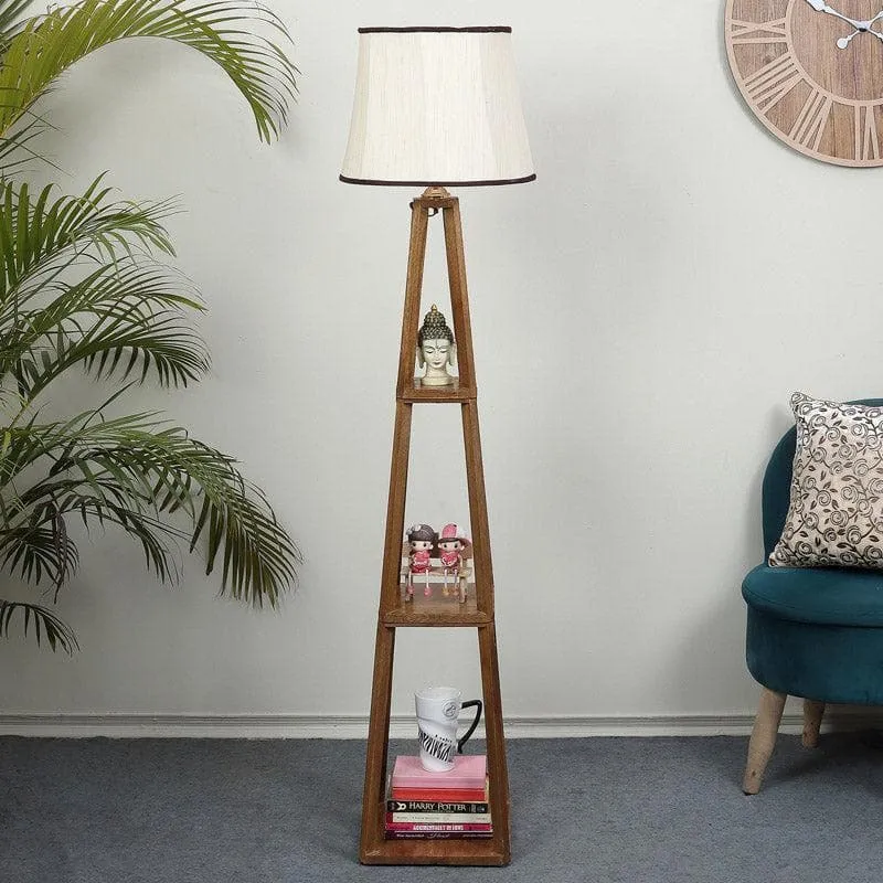 Blace Netima Wooden Floor Lamp With Shelf - Cream media 3