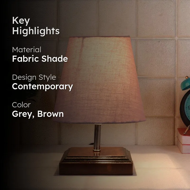 Niksha Fabric Table Lamp - Grey,Brown media 2