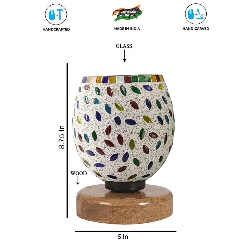 Glazerra Mosaic Glass Table Lamp With Wooden Base - Multicolor media 8