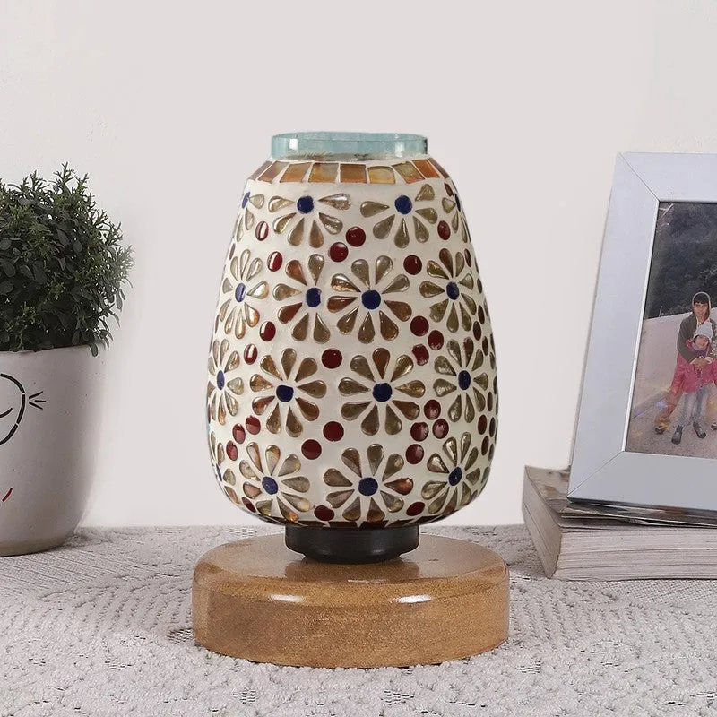 Soline Glass Table Lamp With Wooden Base - Multicolor media 4