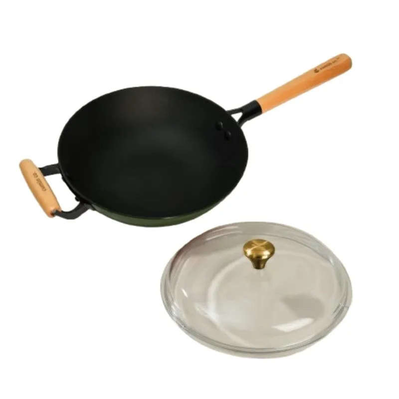 Cumin Co Enamel Cast Iron Wok with Lid (1500 mL) - Green media 3