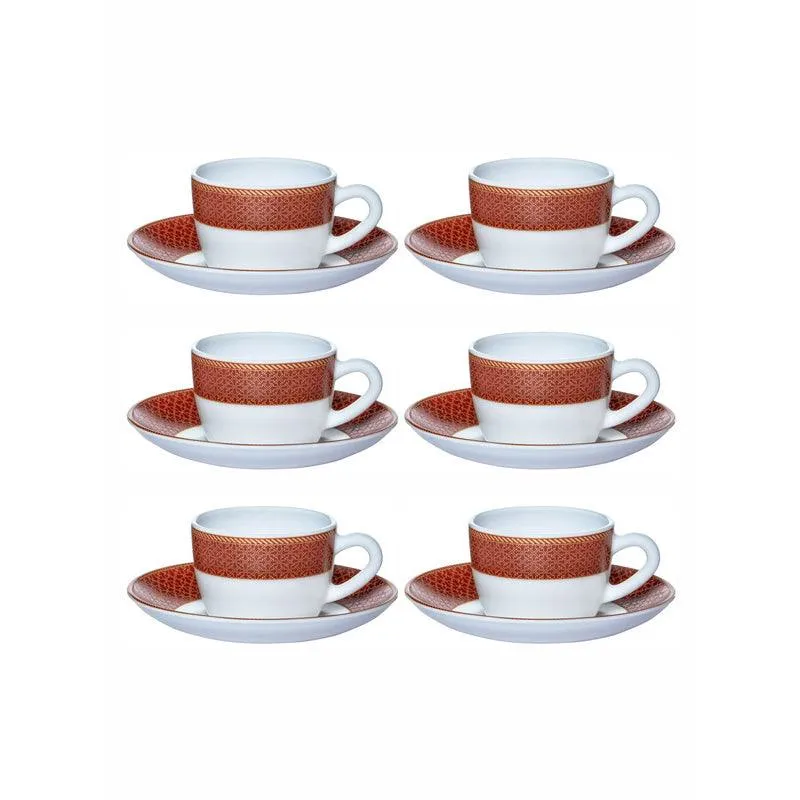 Cello Gingera Ethnic Red Cup & Saucer (130 ML) - Twelve Piece Set media 3