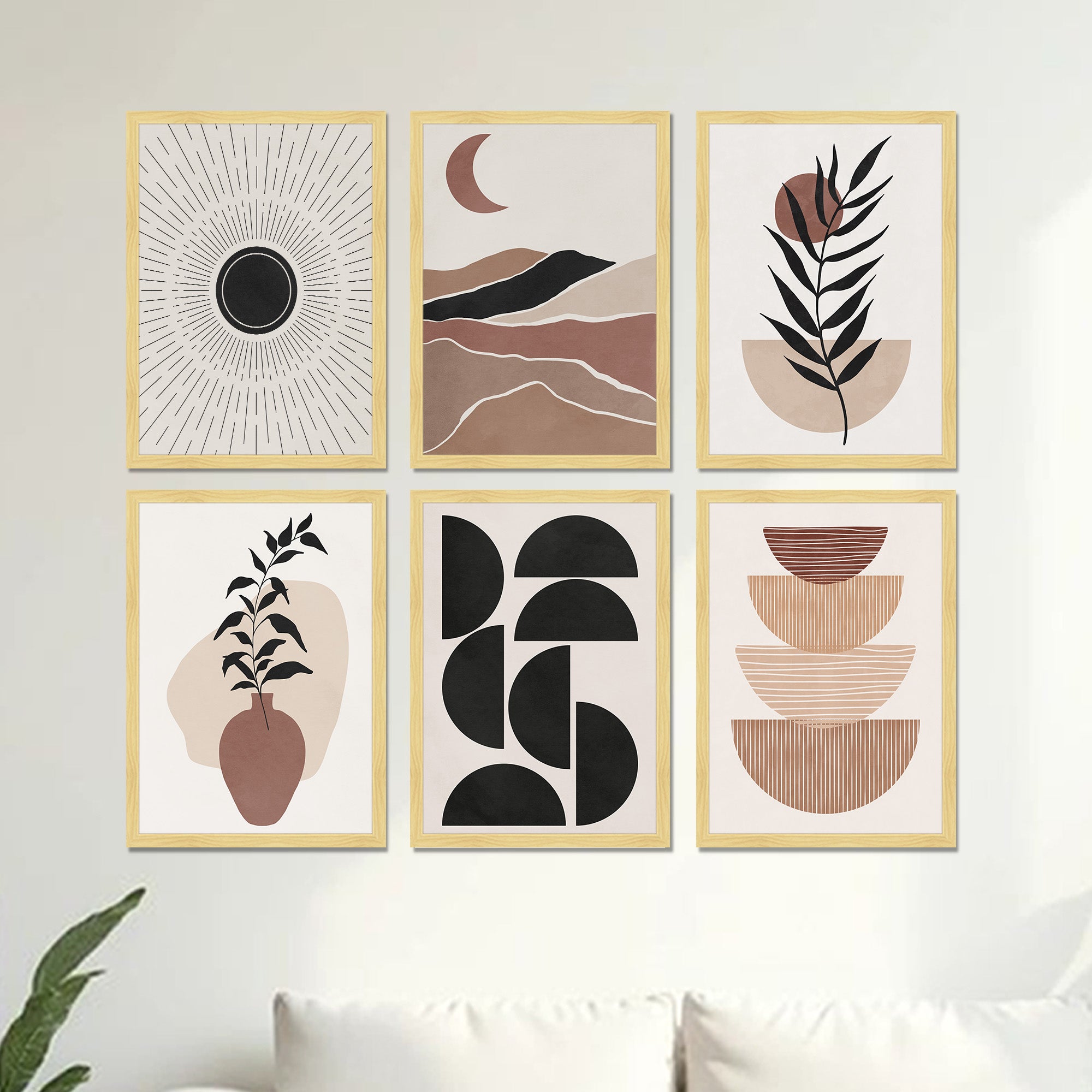 Naturia Earth Tone Abstract Wall Painting - Set Of Six media 3