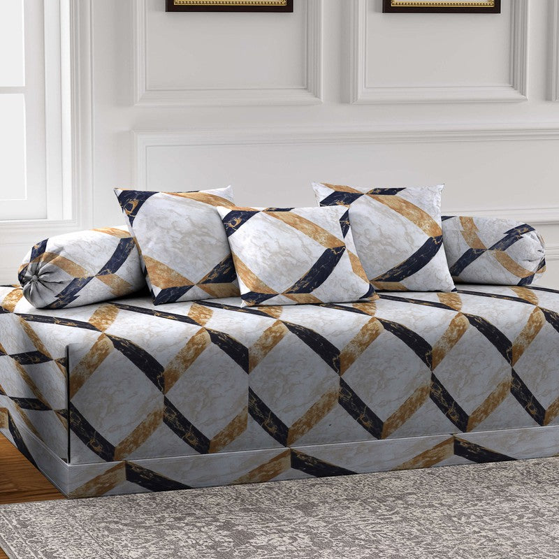 Gridon Printed Diwan Set - Six Piece Set media 3